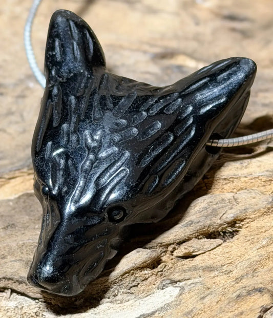 Wolf Obsidian Schmuck Anhänger Wolfskopf - A Qualität #7422 - seelensteinchen