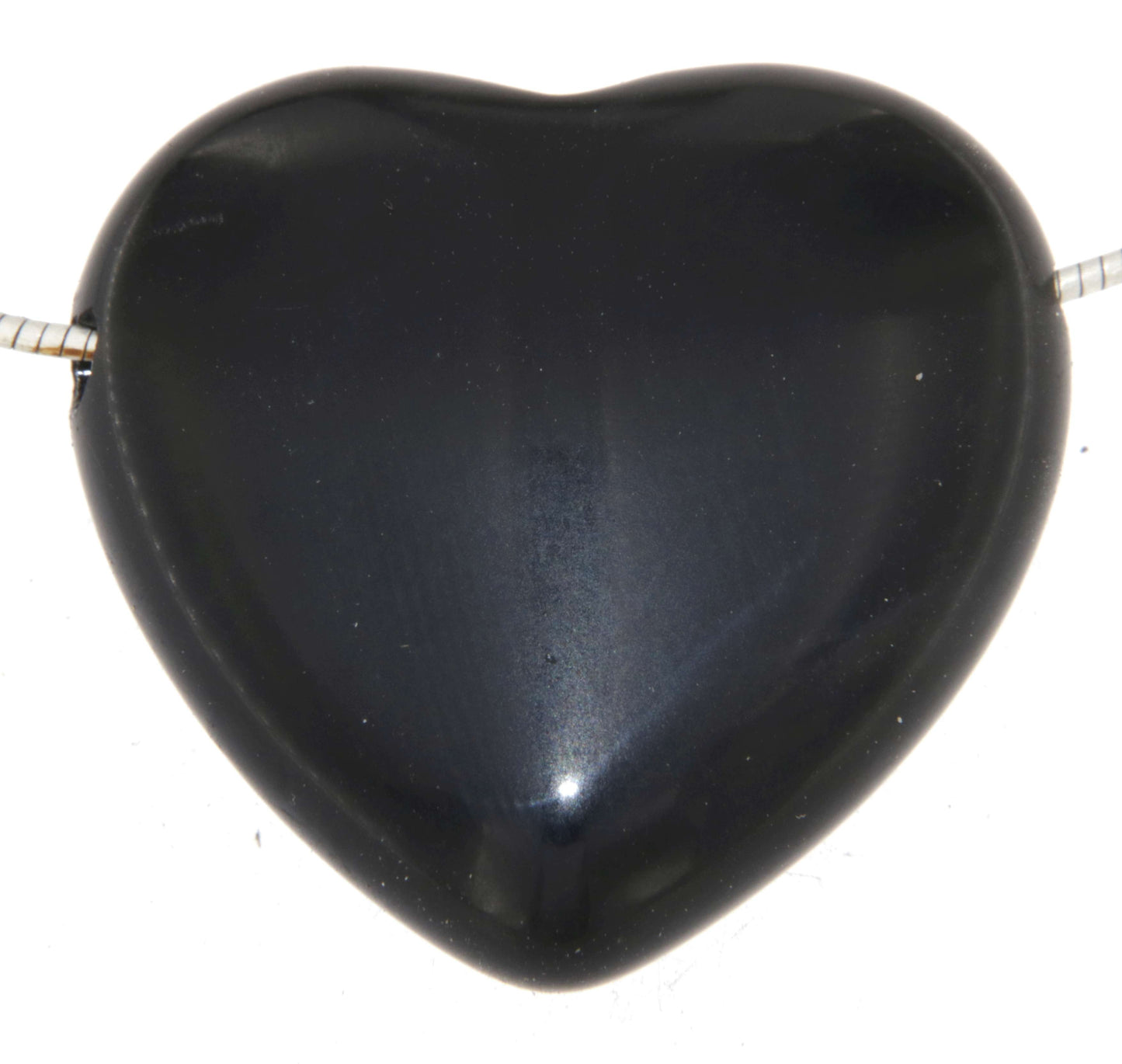 schwarzer Obsidian Herz - Trommelstein Schmuck Ketten Anhänger - Edelstein A Qualität #6920