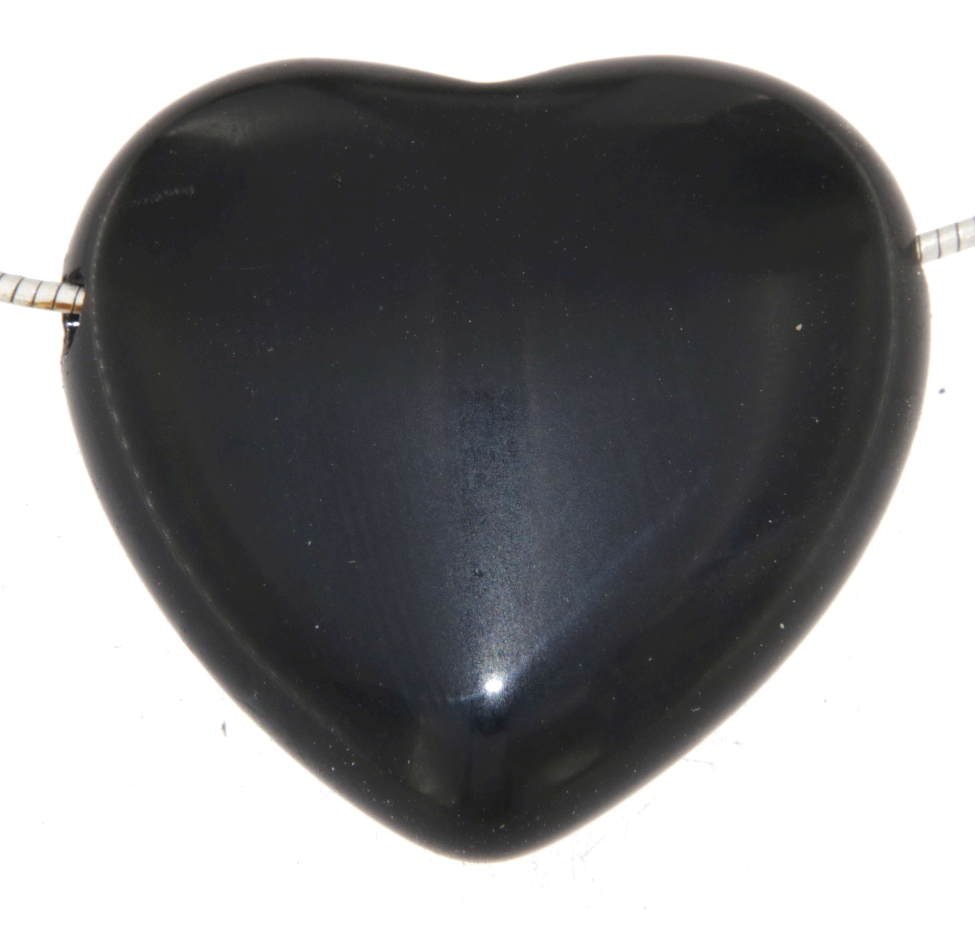 schwarzer Obsidian Herz - Trommelstein Schmuck Ketten Anhänger - Edelstein A Qualität #6920