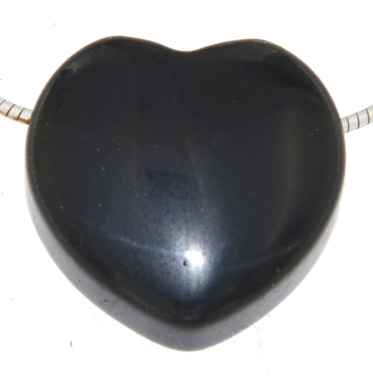 schwarzer Obsidian Herz - Trommelstein Schmuck Ketten Anhänger - Edelstein A Qualität #6919