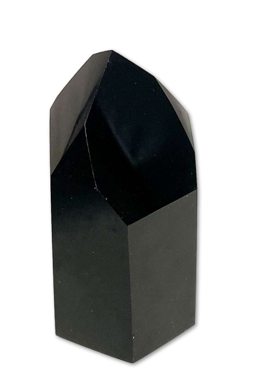 schwarzer Obsidian Obelisk 7cm - poliert - Edelstein - Mineralien #6568