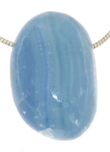 blauer Onyx Trommelstein Edelstein Schmuck Ketten Anhänger - A Qualität #7087