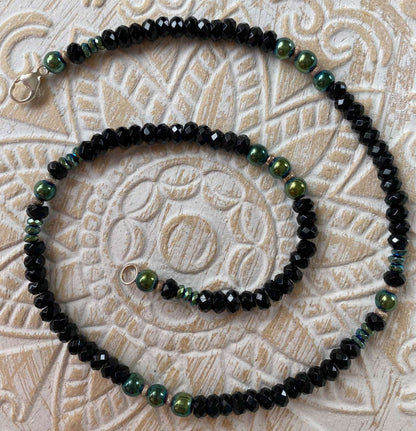 Onyx Edelstein Kette - Collier - Edelsteinkette - 925er Silber Schmuck - Edelsteinkette #6009
