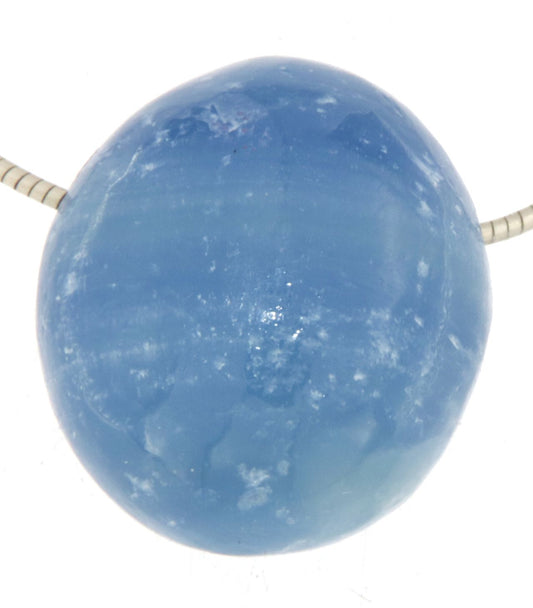 blauer Onyx Trommelstein Edelstein Schmuck Ketten Anhänger - A Qualität #7086