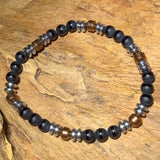 Onyx & Hämatit Armband – elastisches Edelsteinarmband  19,5 cm #8132