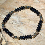 Onyx & Hämatit Armband – elastisches Edelsteinarmband 21,5 cm #8130
