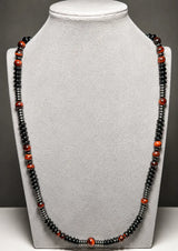 XL Edelsteinkette Onyx, Hämatit & Tigerauge – 75 cm | 925er Silber #8135