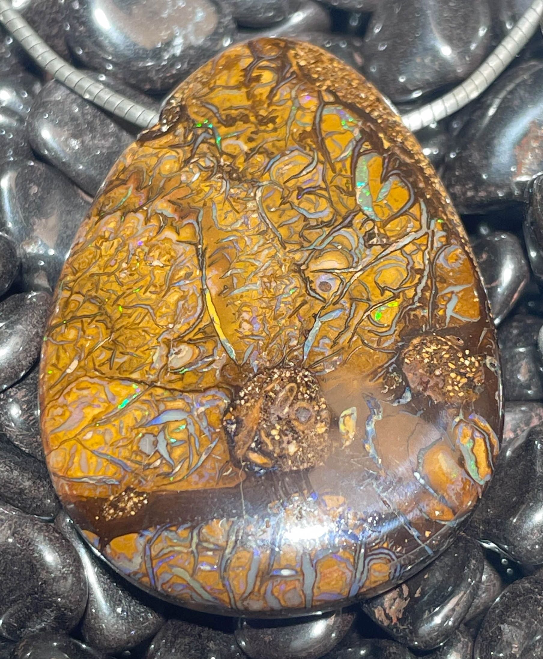 Australischer Boulder Opal Trommelstein Schmuck Ketten Anhänger - Edelstein A Qualität #6198
