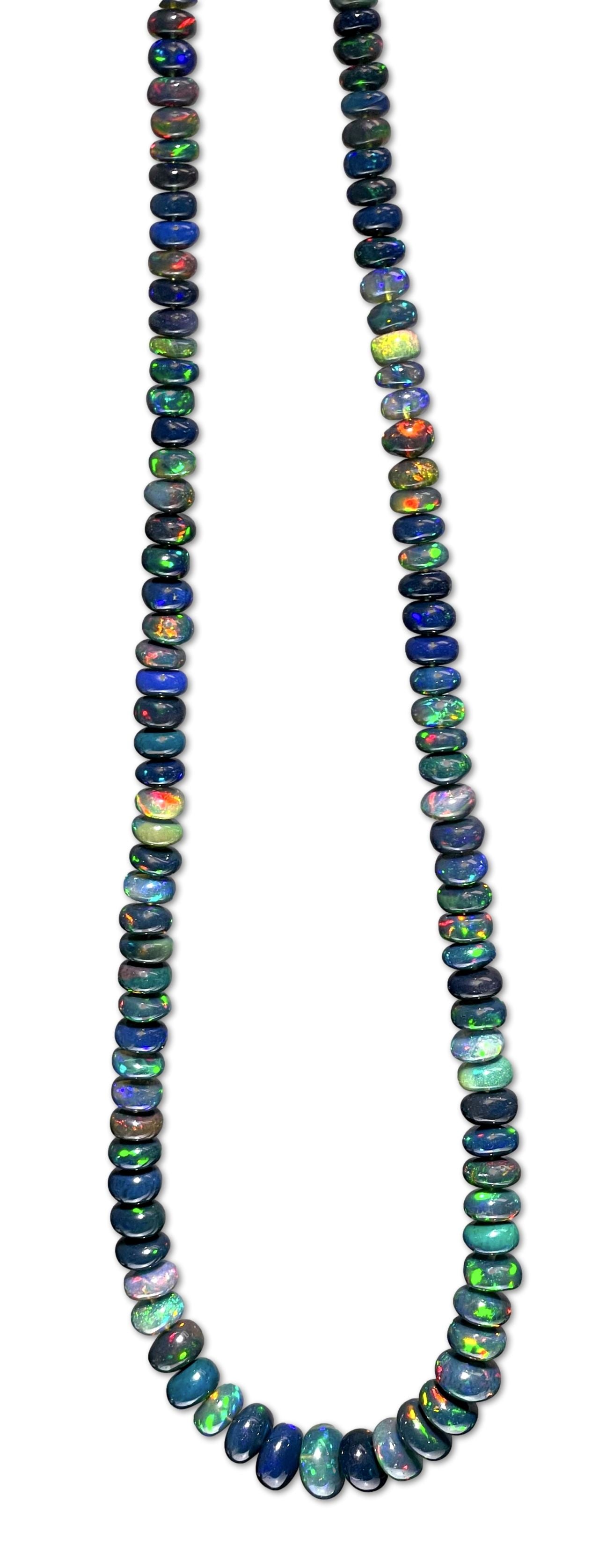 schwarzer Äthiopischer Opal Edelstein Schmuck Kette - Collier - Edelsteinkette 925er Silber #7142