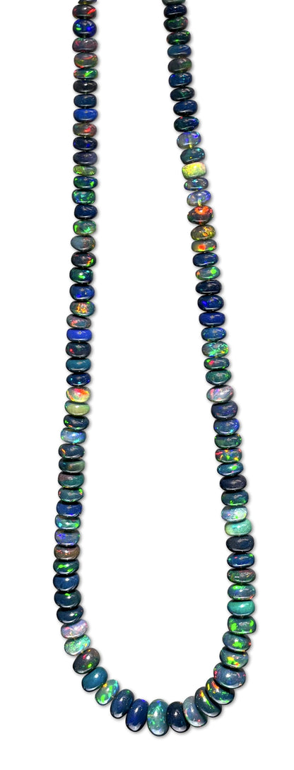 schwarzer Äthiopischer Opal Edelstein Schmuck Kette - Collier - Edelsteinkette 925er Silber #7142