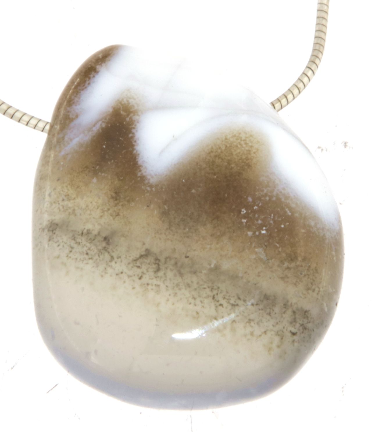 weißer Opal Trommelstein Edelstein Schmuck Ketten Anhänger - A Qualität #2978