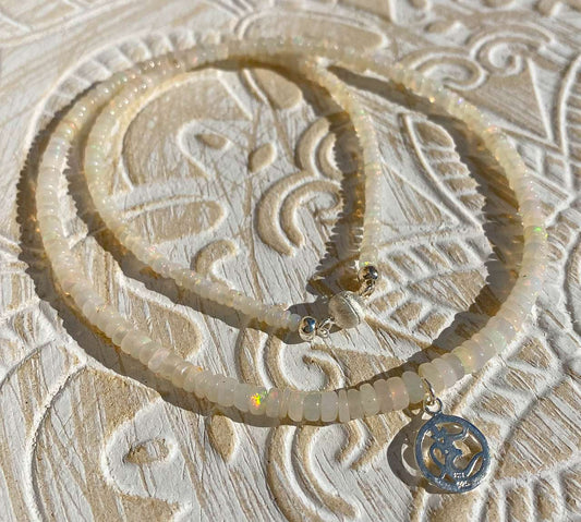 Äthiopischer Opal Edelstein Kette - Collier - - Edelsteinkette 925er Silber Schmuck #3111
