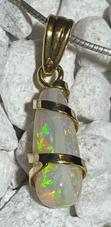 Australian Opal Gemstone Jewelry Pendant Gold Plated A Quality - 925 Sterling Silver #5657
