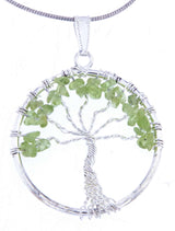 Colgante Árbol de la Vida con Peridoto - Piedra Preciosa - Árbol de la Vida - Calidad A - Joyas bañadas en plata 925 #6740