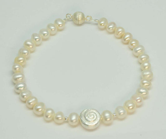 Süßwassser Perle Edelstein Armband - 925er Silber - #6079