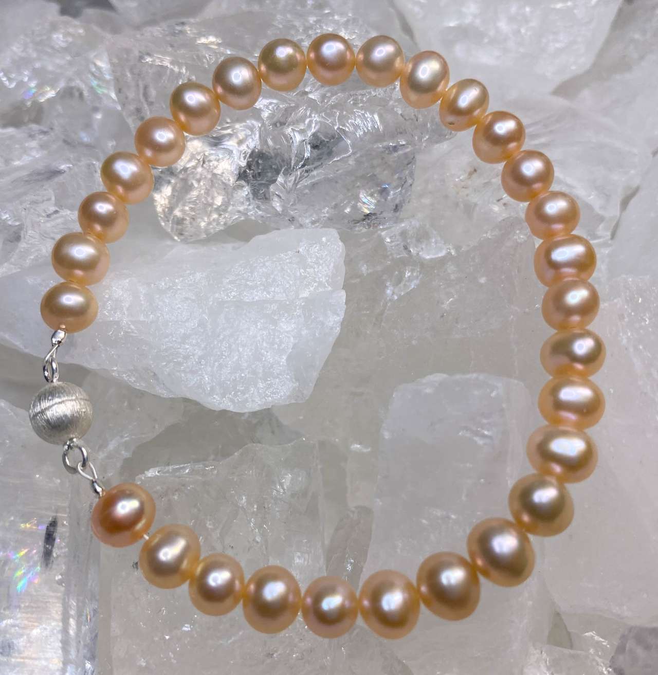 Süßwassser Perle Edelstein Armband - Edelsteinarmband - 925er Silber - #6150