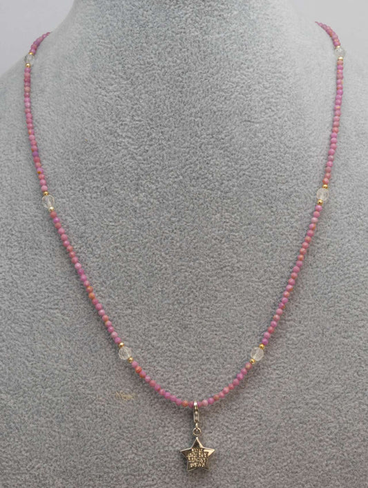 Phosphosiderit - Bergkristall Edelstein Kette - Collier - Edelsteinkette - 925er Silber #5830