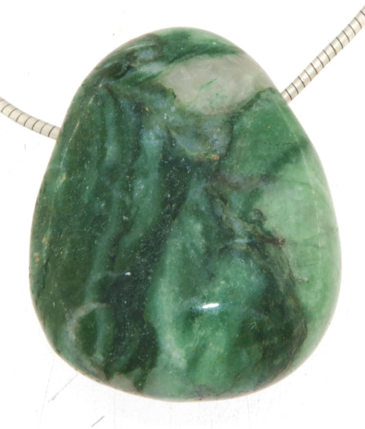 Prasem Trommelstein Edelstein Schmuck Ketten Anhänger - A Qualität #0522