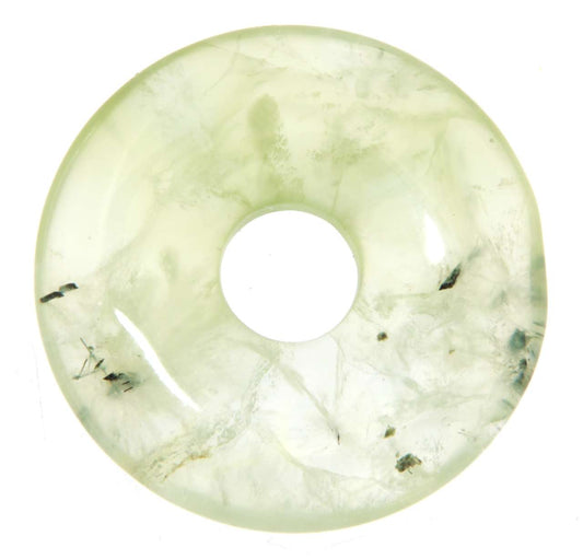 Prehnit Donut - PI Scheibe - Edelstein Schmuck Ketten Anhänger 30mm - A Qualität #6361