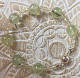 Pulsera elegante de piedra preciosa de prehnita - Joyas de plata 925 - Calidad A #5305