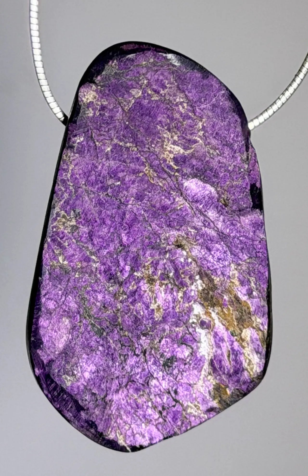 XL Purpurit Edestein Trommelstein Schmuck Ketten Anhänger - A Qualität #5046 - Kopie