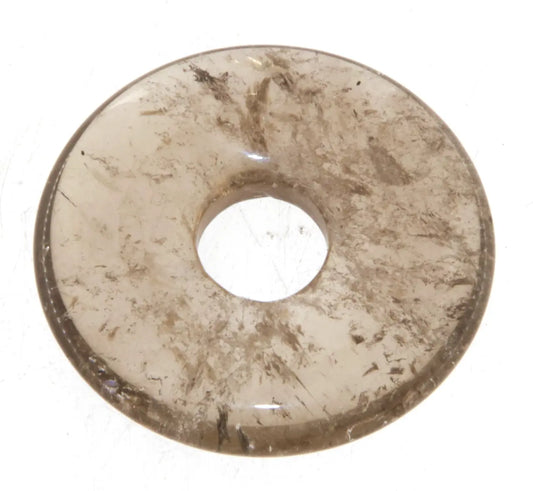 edler Rauchquarz Donut - PI Scheibe - Edelstein Schmuck Anhänger 30mm - A Qualität #7366