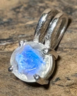 Edelstein Anhänger mit Regenbogenmondstein - Mondstein A Qualität - 925er Silber Schmuck #5761