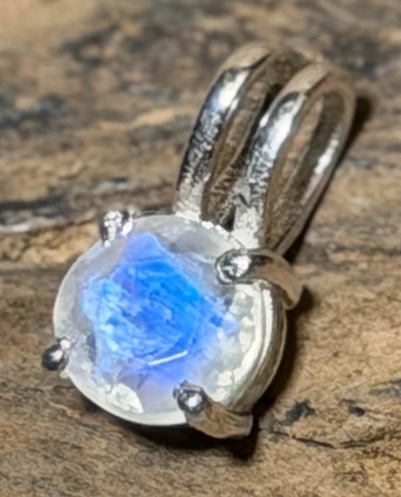 Edelstein Anhänger mit Regenbogenmondstein - Mondstein A Qualität - 925er Silber Schmuck #5761