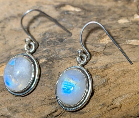 edle Ohrringe aus Mondstein - A Qualität - 925er Silber Schmuck #5692