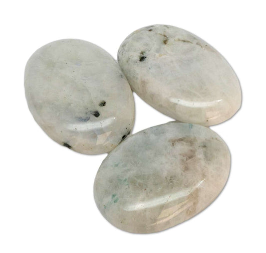 Regenbogen Mondstein - weisser Labradorit - Edelstein - Scheibenstein - Handschmeichler - A Qualität #6239 - seelensteinchen