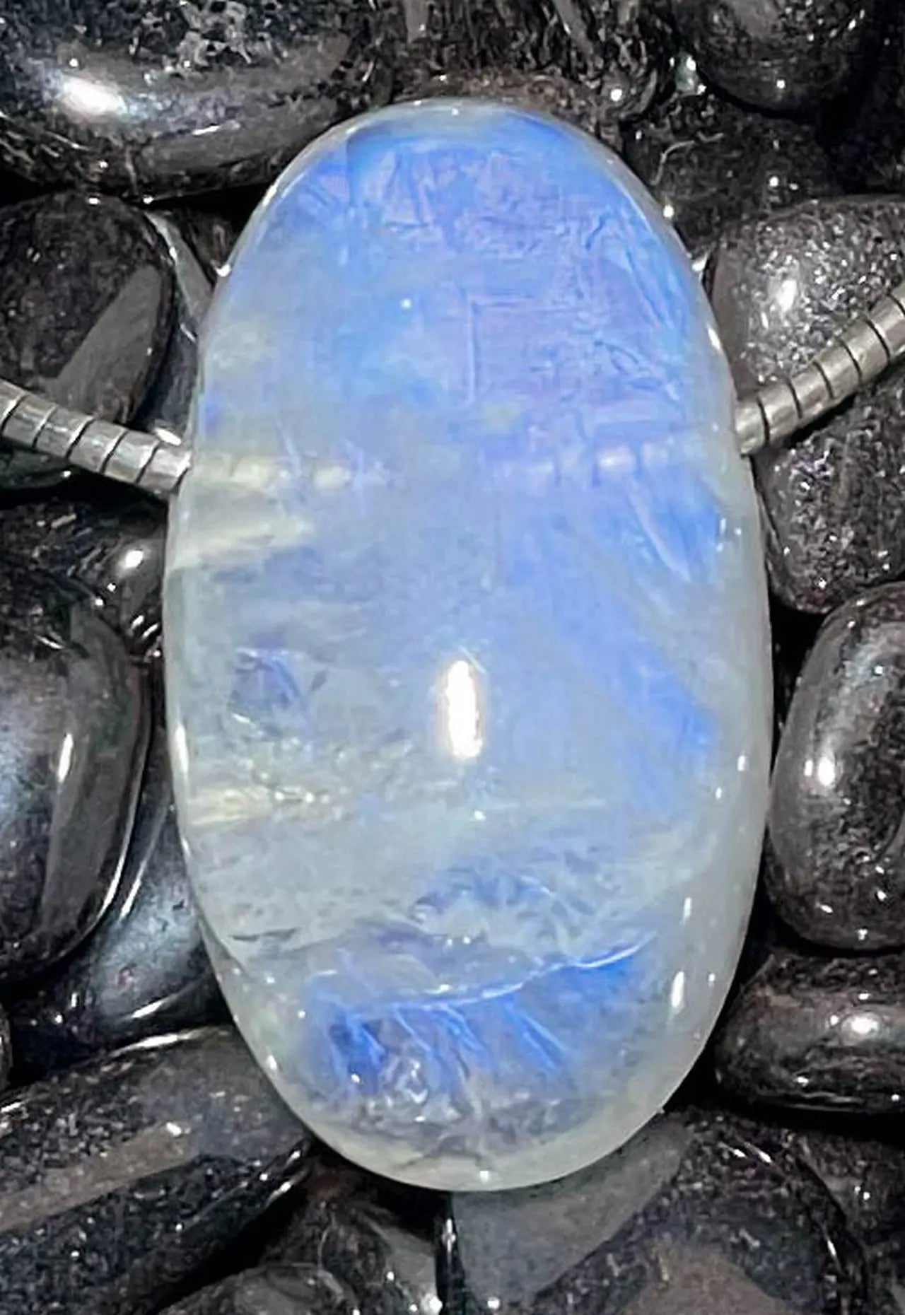 Mondstein - Regenbogenmondstein - weißer Labradorit Trommelstein Schmuck Ketten Anhänger - A Qualität #7138