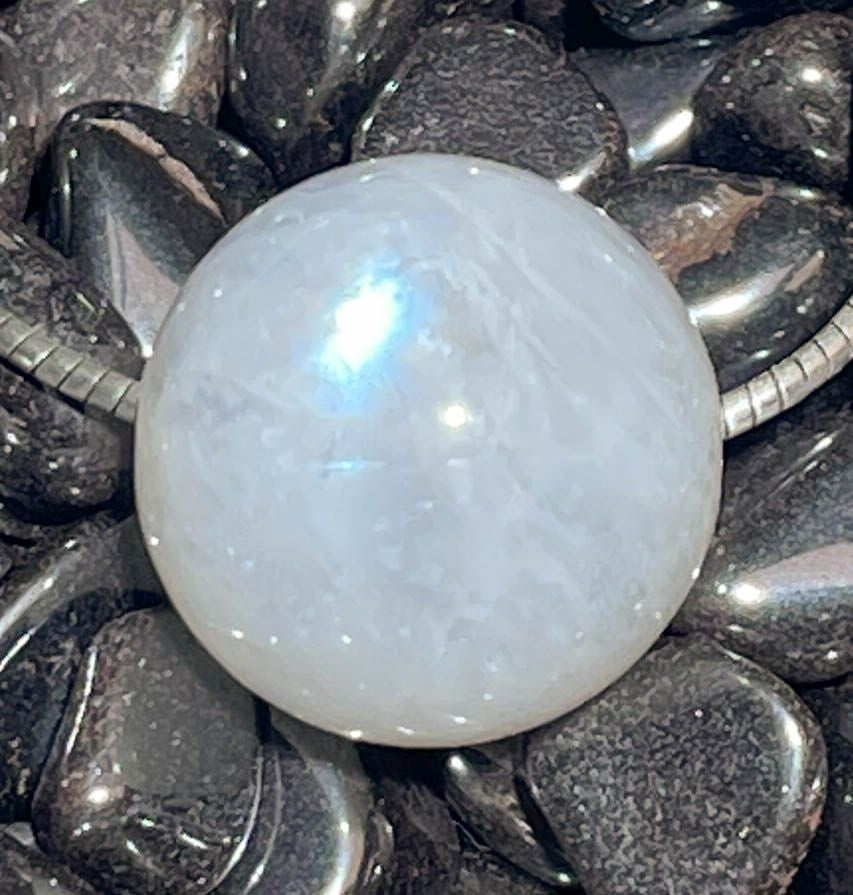 Regenbogenmondstein Kugel Anhänger 14mm - Trommelstein Schmuck Anhänger - Edelstein A Qualität #7328
