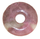 Rhodonit Donut - Pi Scheibe - Edelstein Schmuck Ketten Anhänger 30mm - A Qualität #5816