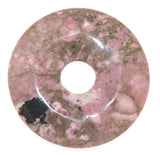 Rhodonit Donut - PI Scheibe - Edelstein Schmuck Ketten Anhänger 50mm - A Qualität #6357