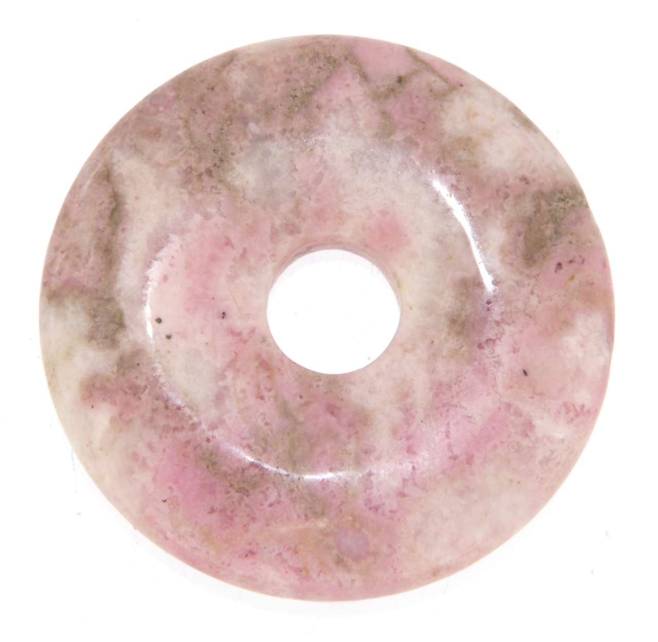 Rhodonit Donut - PI Scheibe - Edelstein Schmuck Ketten Anhänger 35mm - A Qualität #6356