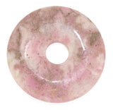 Rhodonit Donut - PI Scheibe - Edelstein Schmuck Ketten Anhänger 35mm - A Qualität #6356