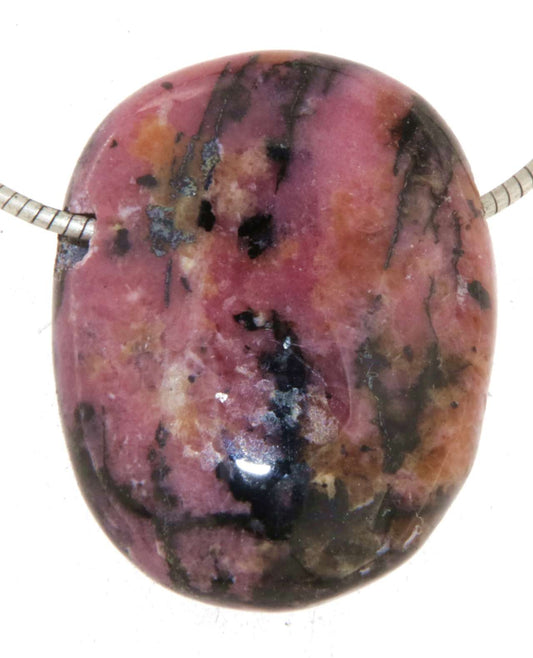 Rhodonit Trommelstein Edelstein Schmuck Ketten Anhänger - A Qualität #0188
