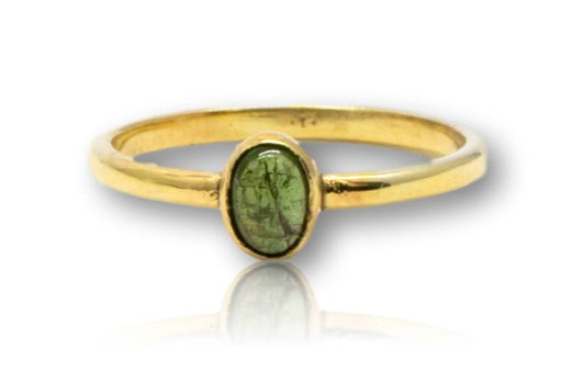 grüner Turmalin - Verdelith - Ring aus 935er Silber - 24K vergoldet - Made in Germany - Größe 58 - #5306