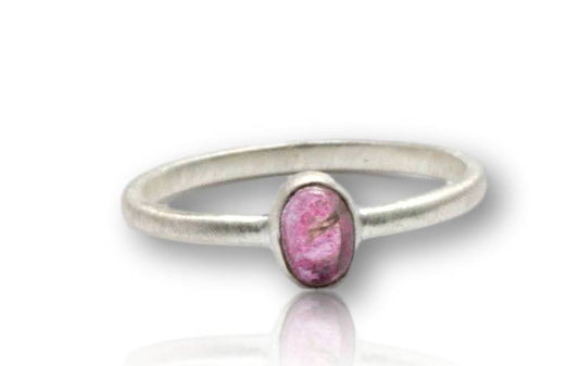 edler pink Turmalin - Ring aus 935er Silber - mattiert - Made in Germany - Größe 58 - #5291