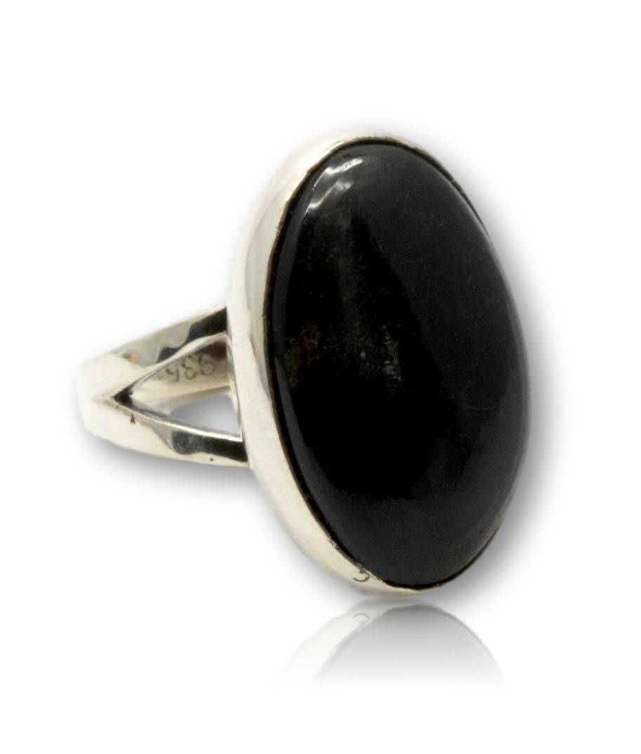 schwarzer Turmalin Ring aus 935er Silber Schmuck - Made in Germany - Größe 60 - #5246