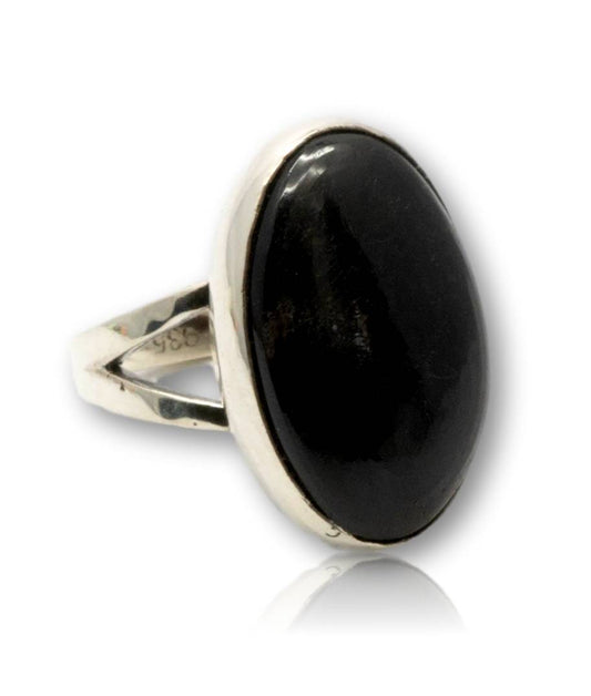 schwarzer Turmalin Ring aus 935er Silber Schmuck - Made in Germany - Größe 60 - #5246