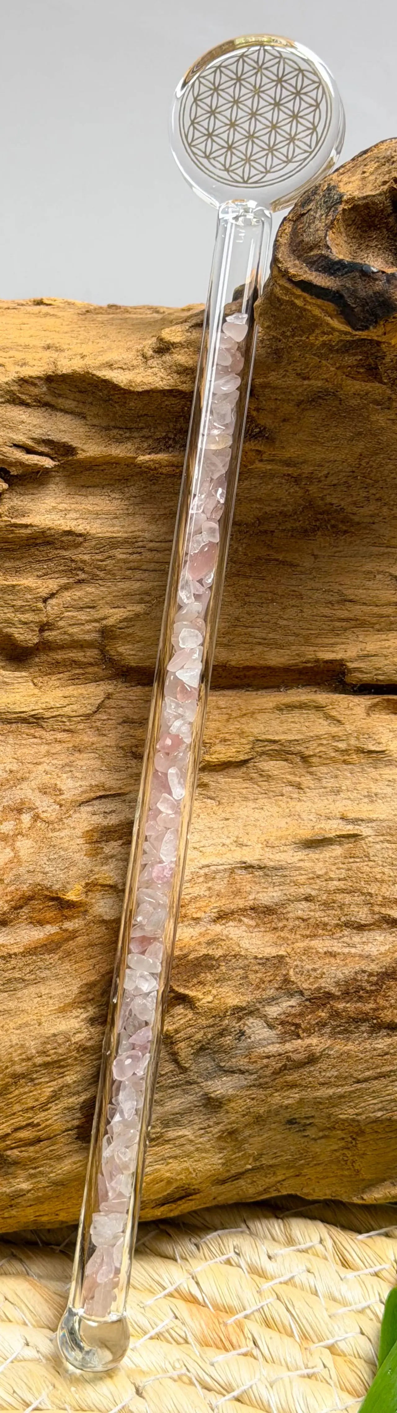 Edelsteinwasser Rosenquarz PREMIUM Vital Crystal Water Stick - Blume des Lebens - Wasseraufbereitung - seelensteinchen