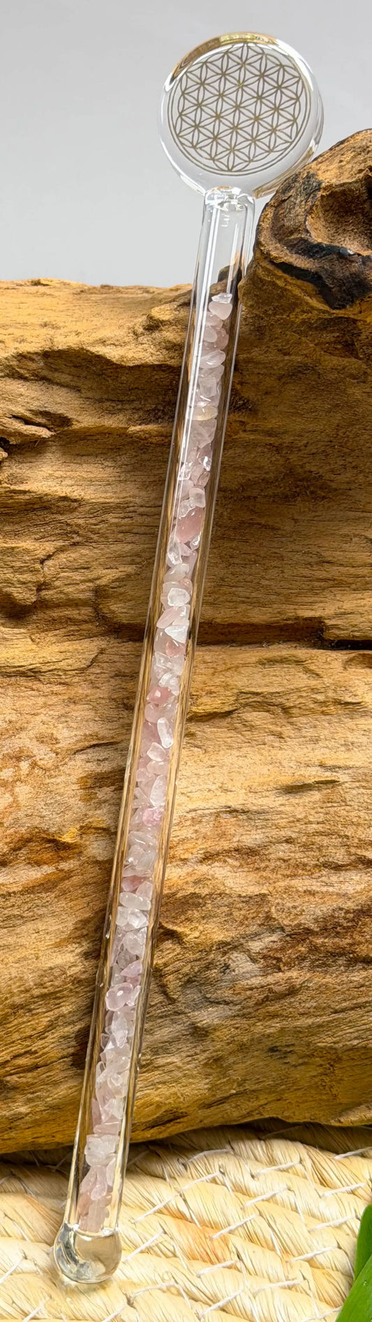 Edelsteinwasser Rosenquarz PREMIUM Vital Crystal Water Stick - Blume des Lebens - Wasseraufbereitung - seelensteinchen