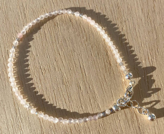 Rosenquarz facettiert Edelstein Schmuck Armband - 925er Silber - #6049