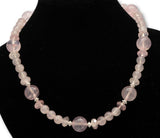 Rosenquarz Edelstein Schmuck Kette - Collier - 925er Silber #5297