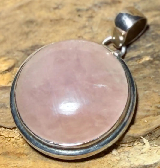 Edelstein Schmuck Ketten Anhänger mit Rosenquarz - A Qualität - 925er Silber #7413