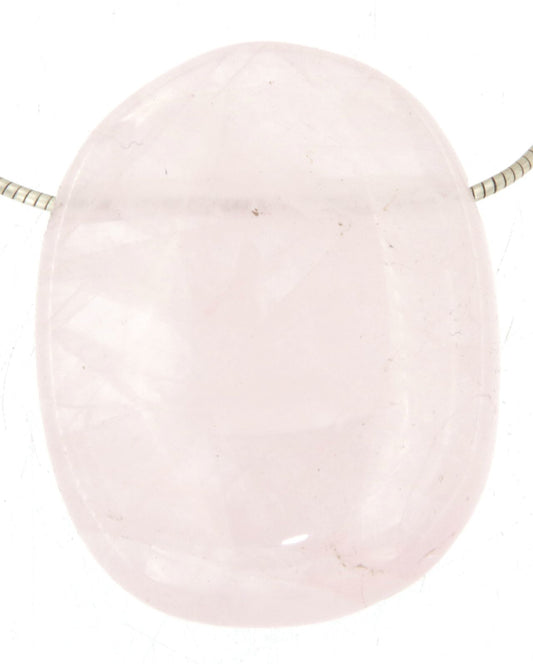 Rosenquarz Trommelstein Edelstein Schmuck Ketten Anhänger - A Qualität #7055