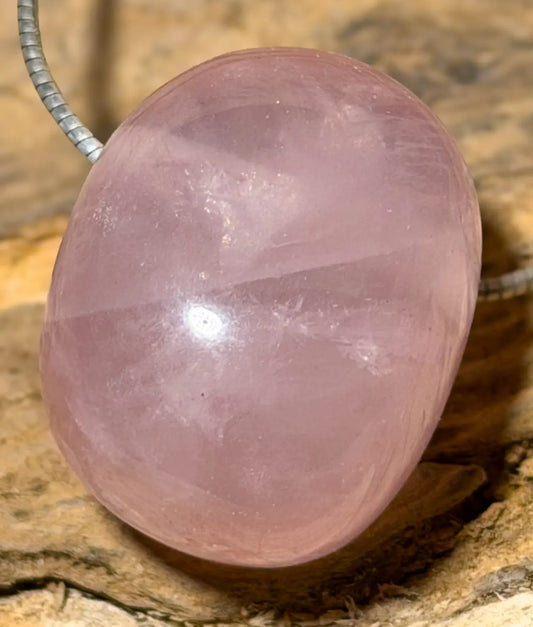 Rosenquarz Trommelstein Edelstein Schmuck Ketten Anhänger - A Qualität #5435 - seelensteinchen