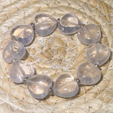 Pulsera de piedras preciosas de cuarzo rosa - Pulsera de plata de ley 925 con piedras preciosas - #6050