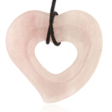 Colgante de corazón de cuarzo rosa, piedra rodada, piedra preciosa, joya, collar - Calidad A #6138